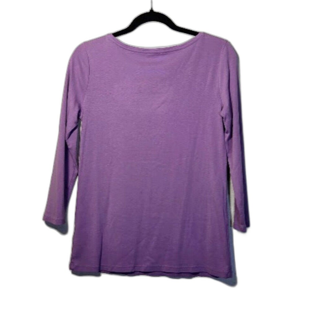 Talbots Women's  Light Purple Shade 3/4 Sleeve 100% Pima Cotton Knit Top Size: S - Picture 5 of 11